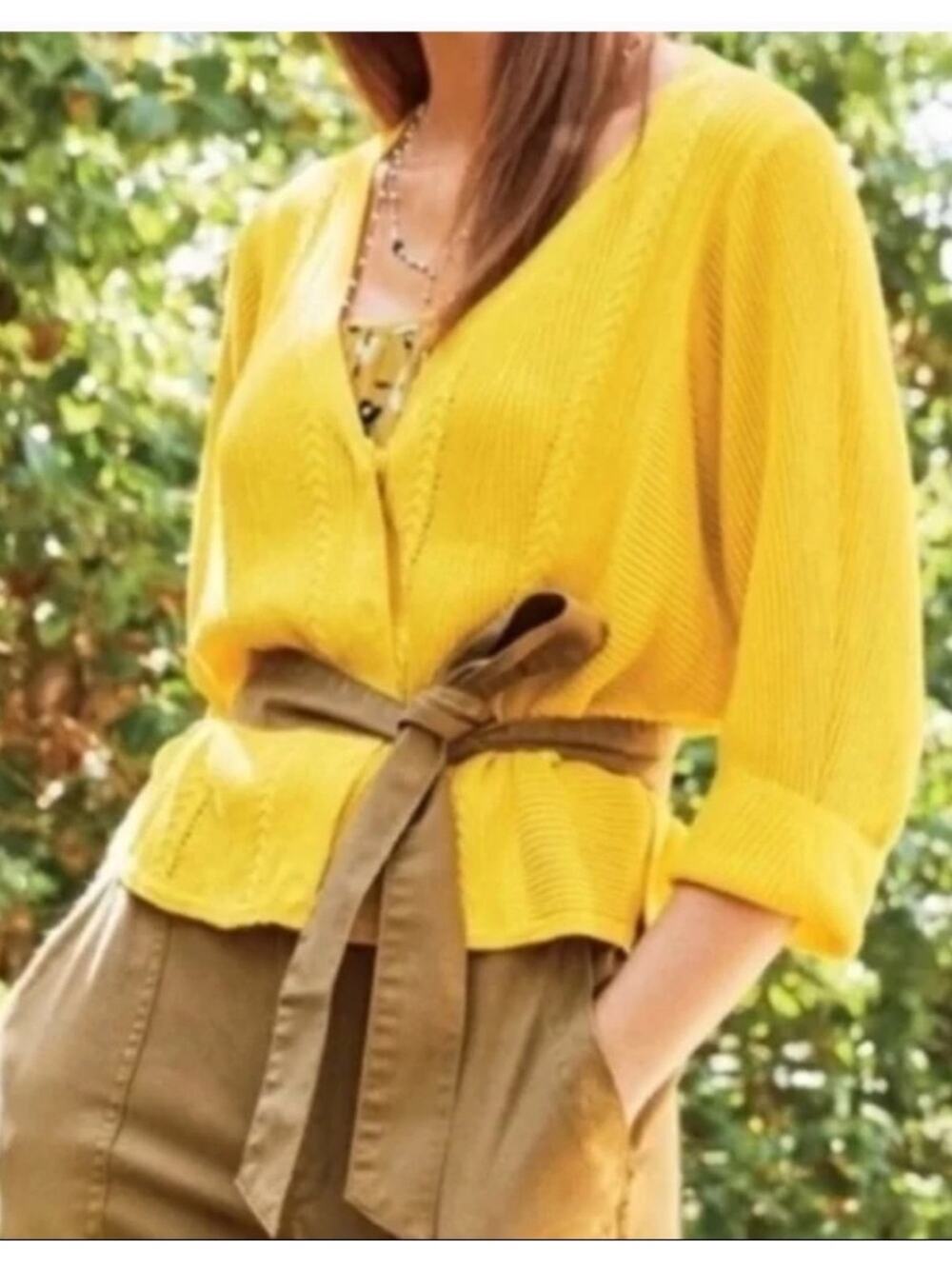 Cabi Style #5637 Sunny Sweater Cardigan Yellow Size Small